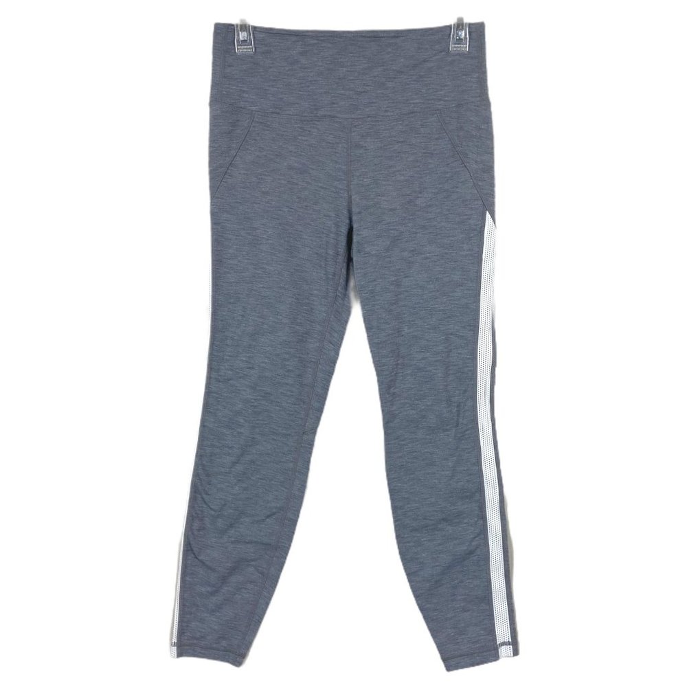 Athleta High Rise Mesh Chaturanga Active Leggings Gray White Medium - Picture 1 of 6
